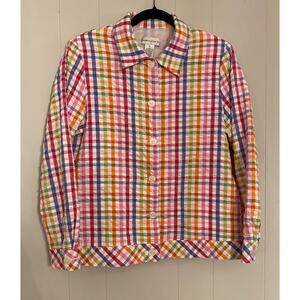Draper's & Damon's Seersucker Rainbow Gingham Light Weight‎ Jacket Med Dopamine